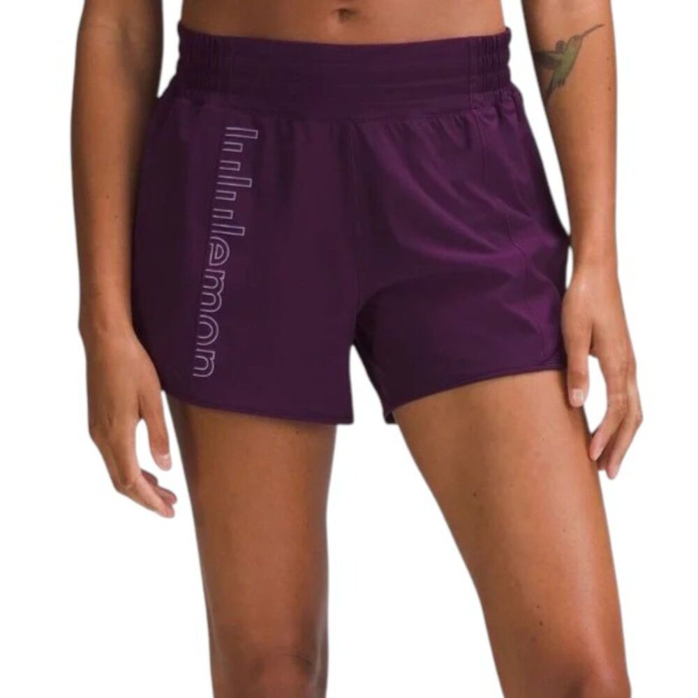 Lululemon Hotty Hot High-Rise Lined Short 4" *Graphic Dramatic Magenta